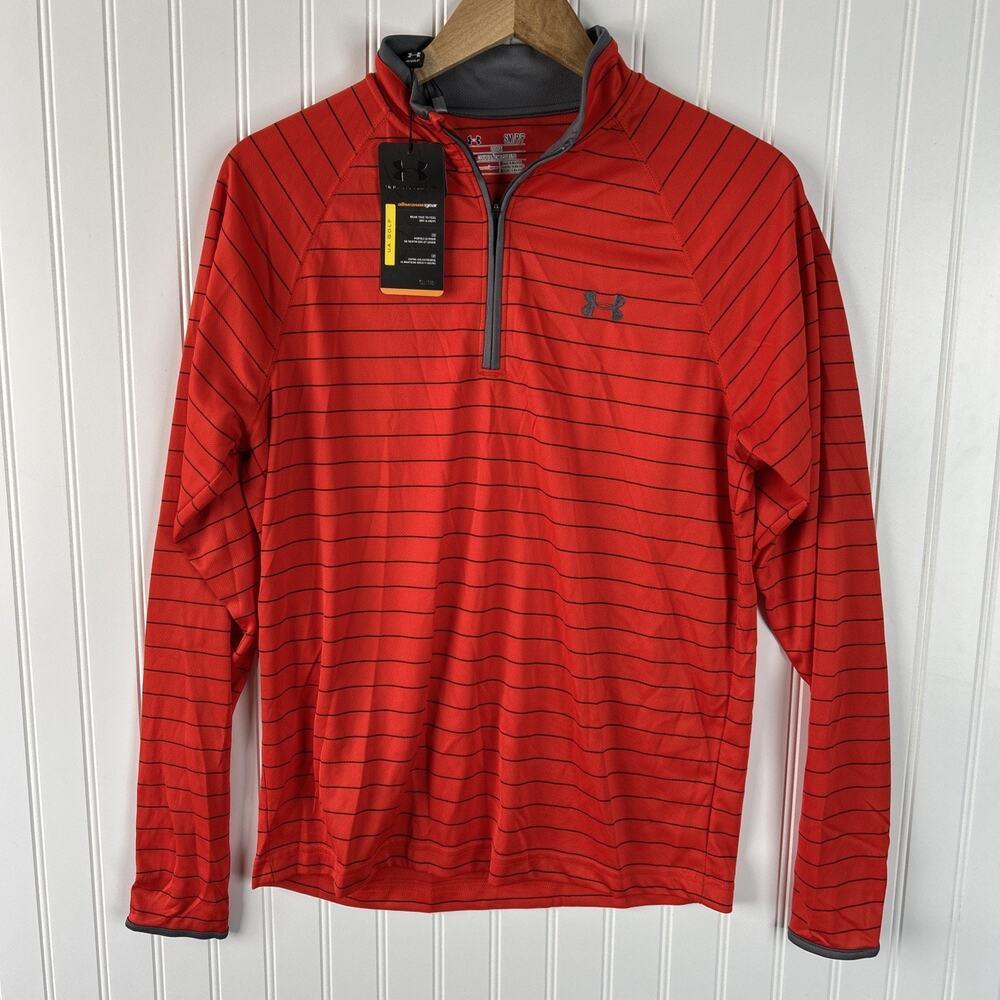 Under Armour Pullover Mens Small Stripe 1/4 Zip Performance Stretch Golf
